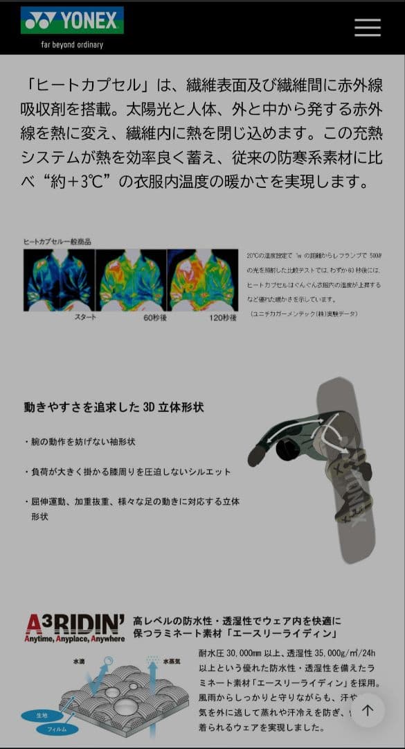 YONEX　ウェア　スノーボード　ビブパンツ　A3 yonex