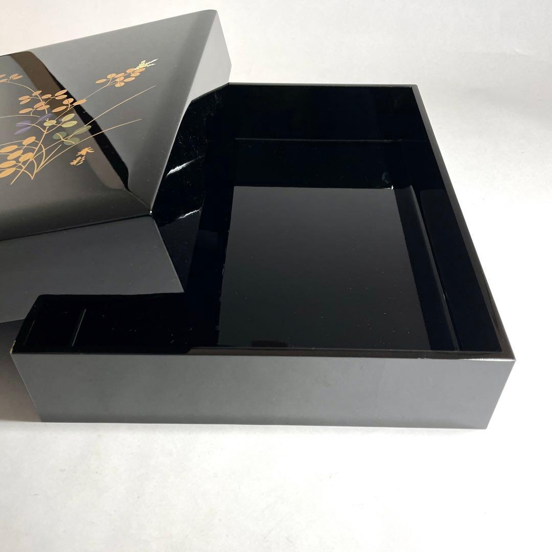 ◆国内最高峰の漆 浄法寺漆器 【春彩】作 金彩文箱 萩の図 岩手県◆