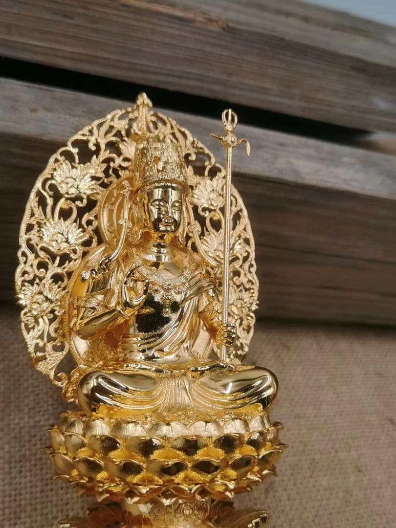 【修縁堂】仏教工芸品 精密彫刻 メッキ 虚空蔵菩薩 虚空蔵 仏像 古美術品