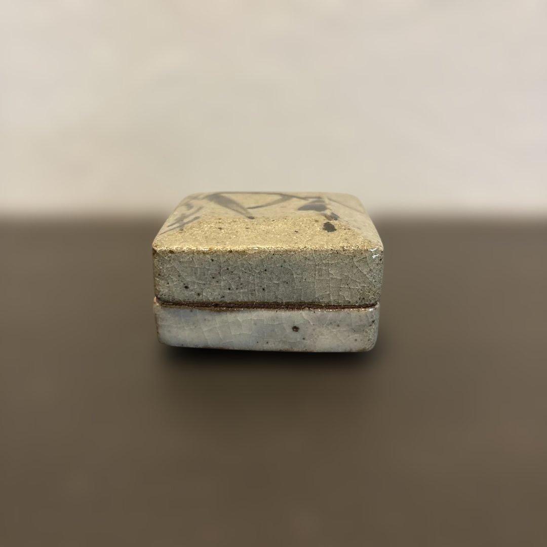 繪唐津香合　名工・溝上秀次作　木箱・栞付き