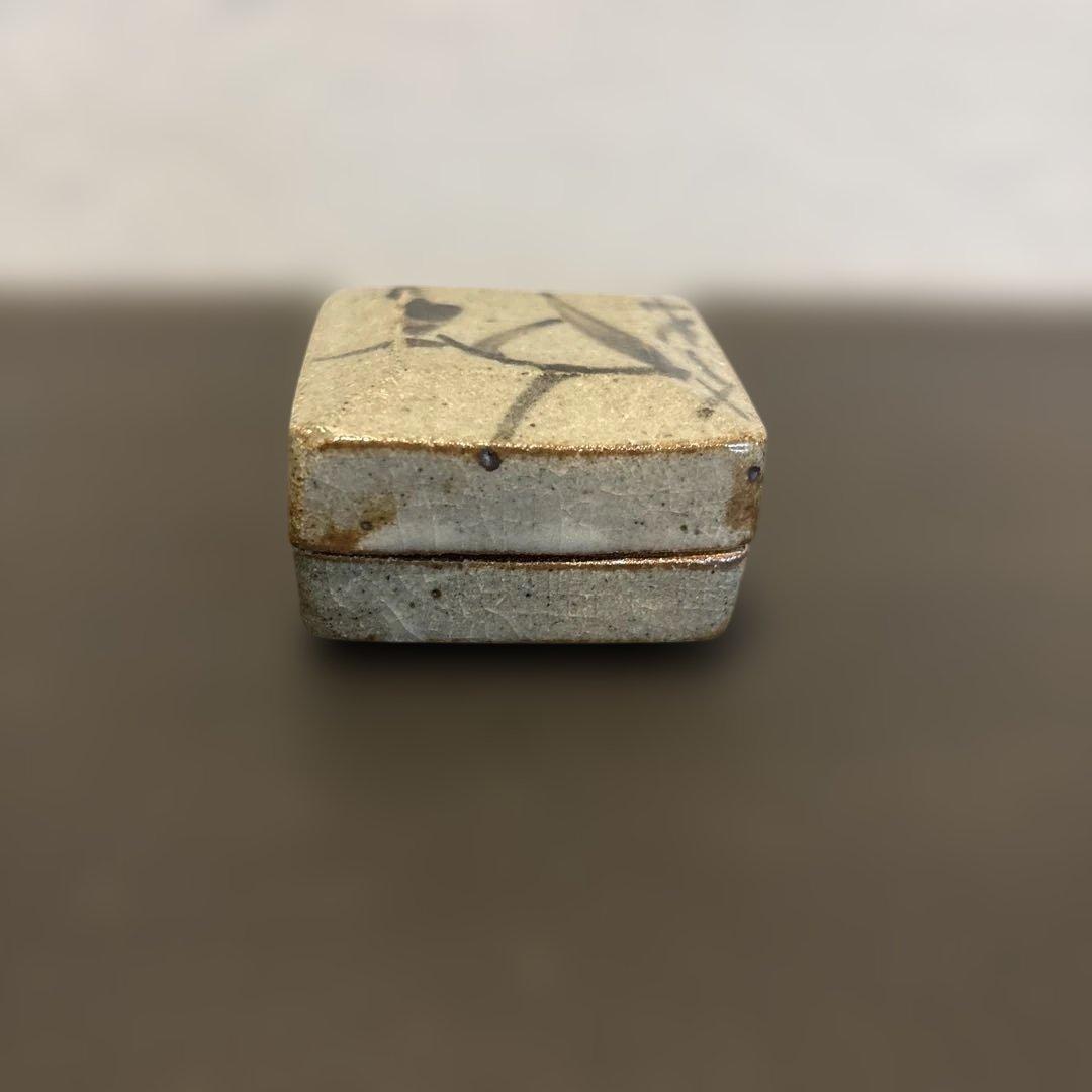 繪唐津香合　名工・溝上秀次作　木箱・栞付き