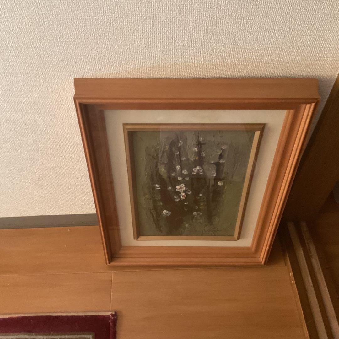 甘夏油彩画 花図 作品にサイン在 作者不詳 キャンバスのみ