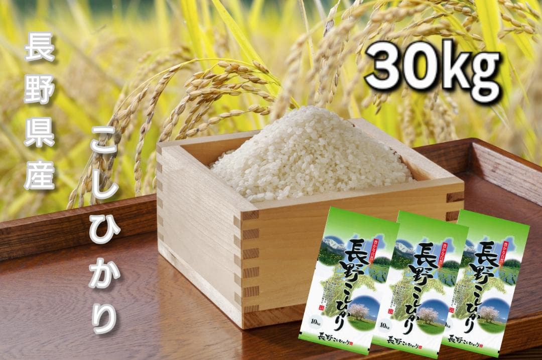 令和7年産 長野県産 コシヒカリ白米30キロ（10kg×３袋）精米したてをお届け