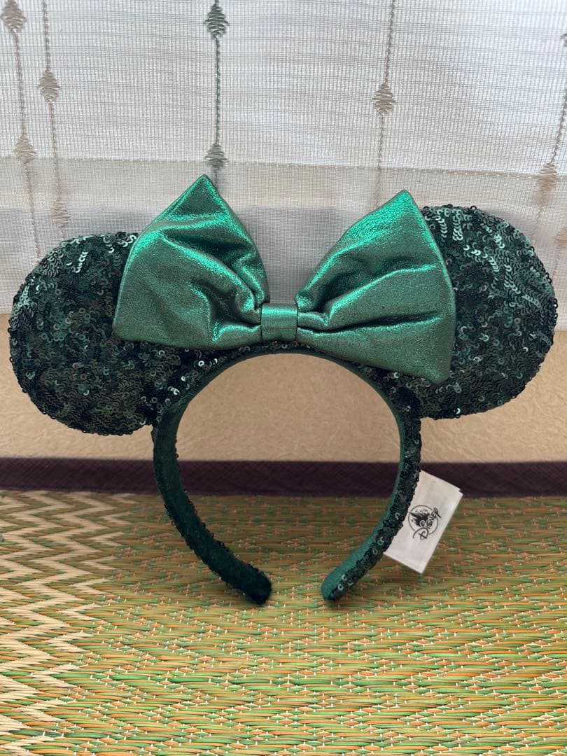 緑色スパンコールミッキー耳カチューシャ