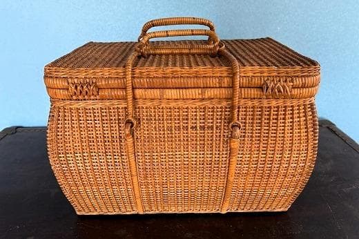 品番　z-0697 籐カゴ　アンティーク　レトロ　ピクニックバック　小物入れ収納