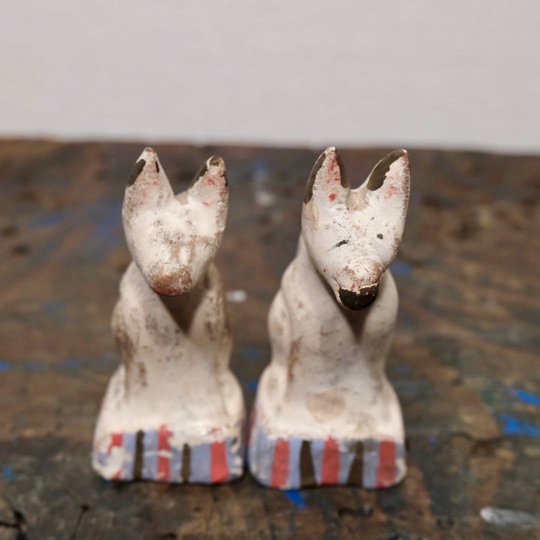 H*k様 古作 大正 昭和 戦前 陶器人形 稲荷 狐 セット 民藝 オブジェ ア