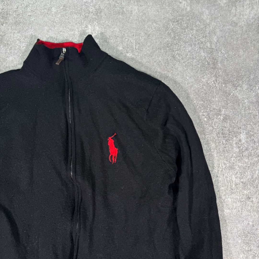 ポロゴルフ　ラルフローレン　ジップアップブルゾン　L ポニー　刺繍　ウール　黒