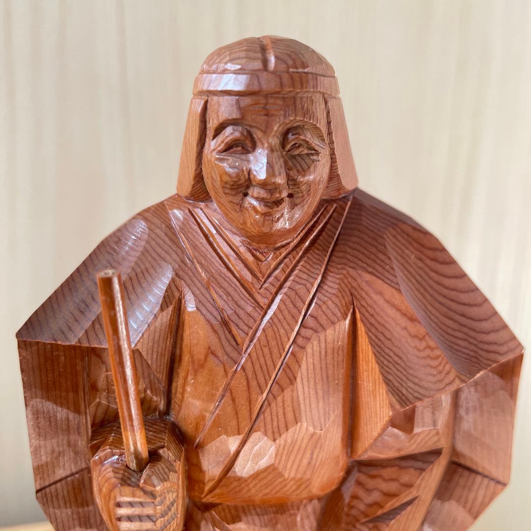 縁起物 飛騨高山の伝統工芸品　一位一刀彫り　表情が素晴らしい　高砂
