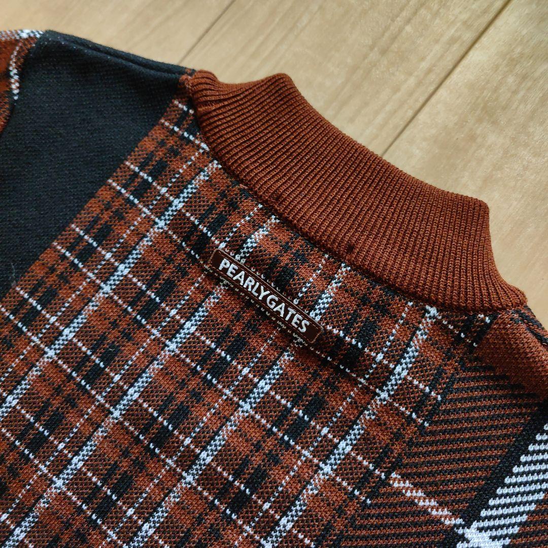 PEARLY GATES チェック柄 ハイネックニット