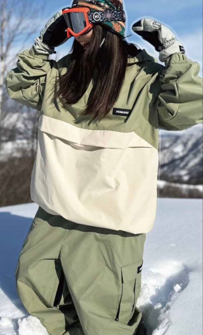 HIMANI ハイマニ スノーボードウェア上下セット オリーブカーキ
