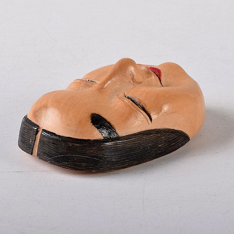 時代提げ物　木彫　面根付　能面　お面　若女　C　7750