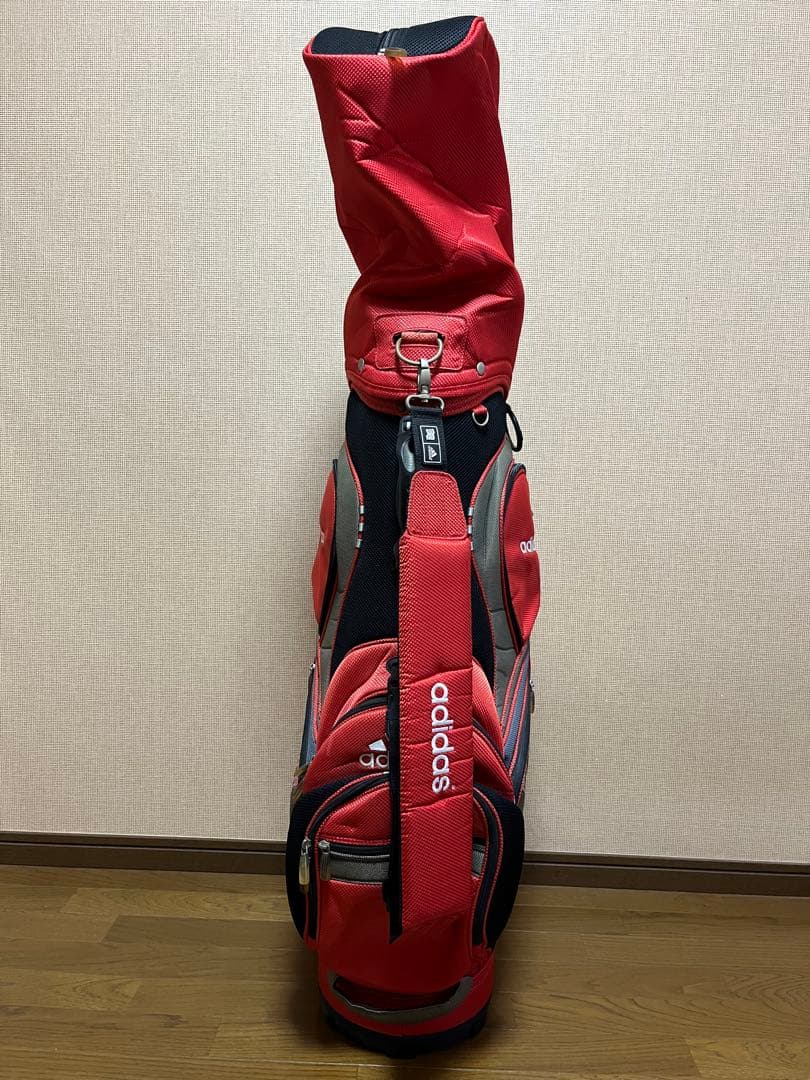 a121/美品★adidas キャディバッグ 赤黒