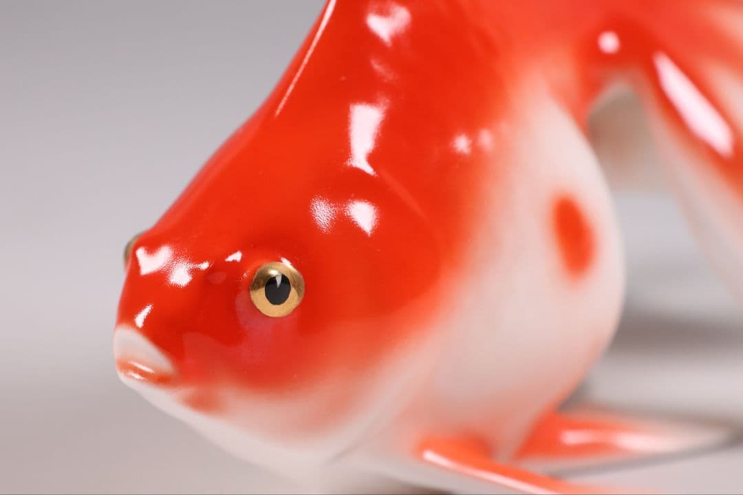 【CM316】ボーンチャイナ 金魚 置物 一点イタミありオマケ ノリタケ