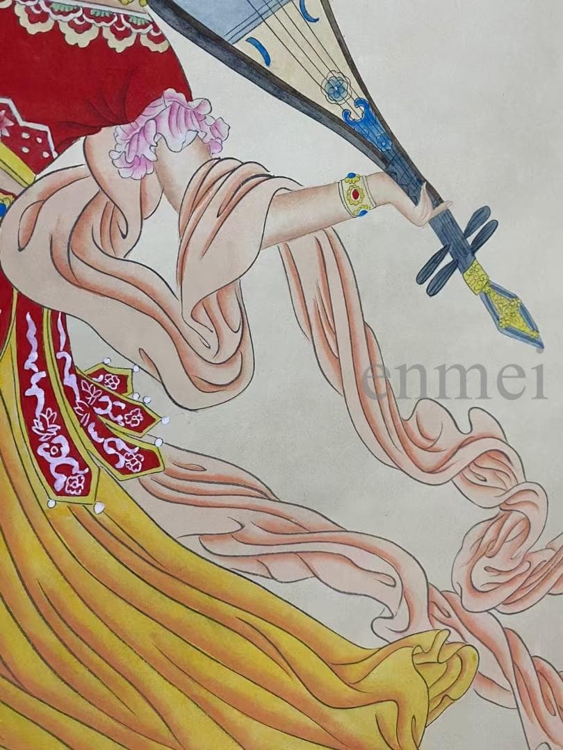 中国古美術・旧藏珍品・張大千款・彩絵人物画・純手描き・四尺中堂掛軸・一物一圖