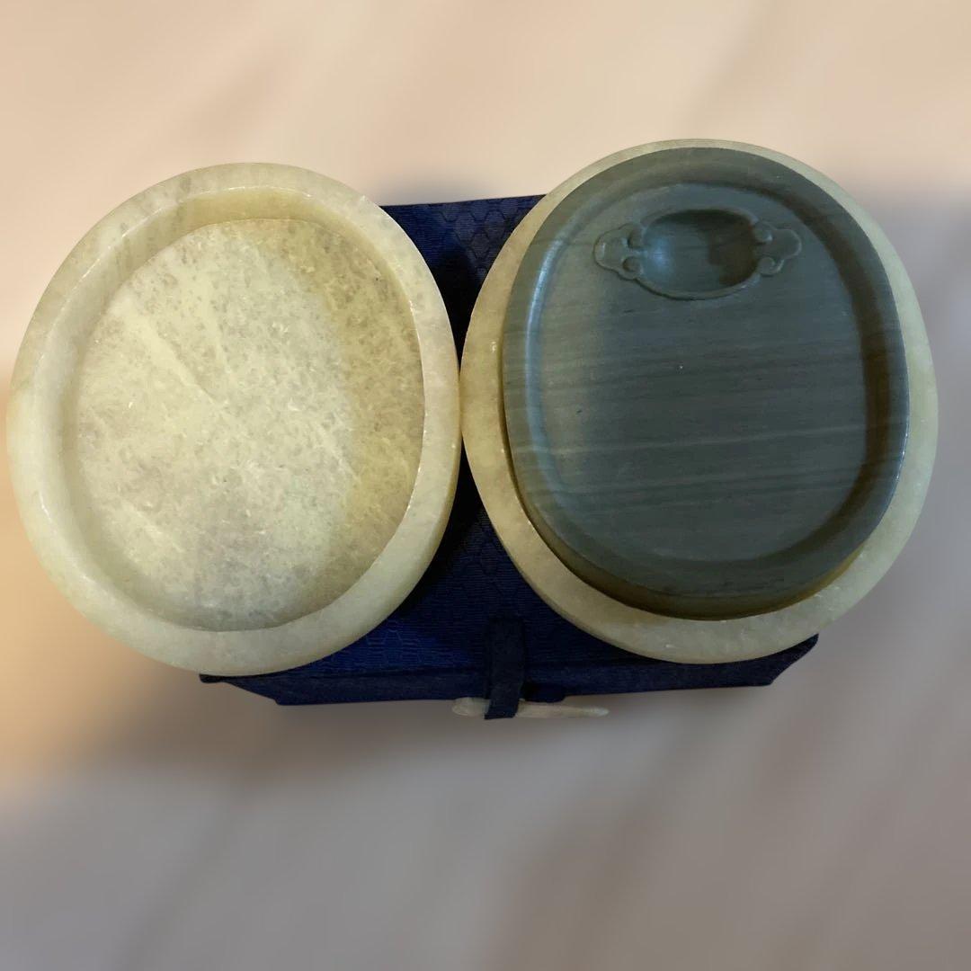 大理石製楕円形硯箱