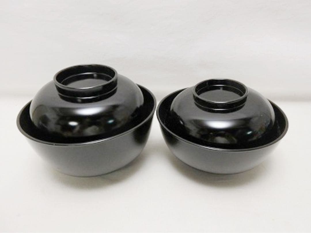 未使用 懐石道具 黒塗 四つ椀 小丸椀 5客揃 元箱