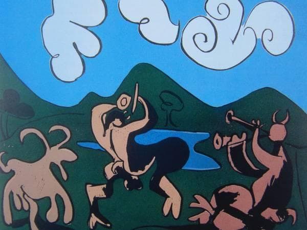 パブロ・ピカソ、【牧神と牡羊】、希少画集画、新品高級額・額装付