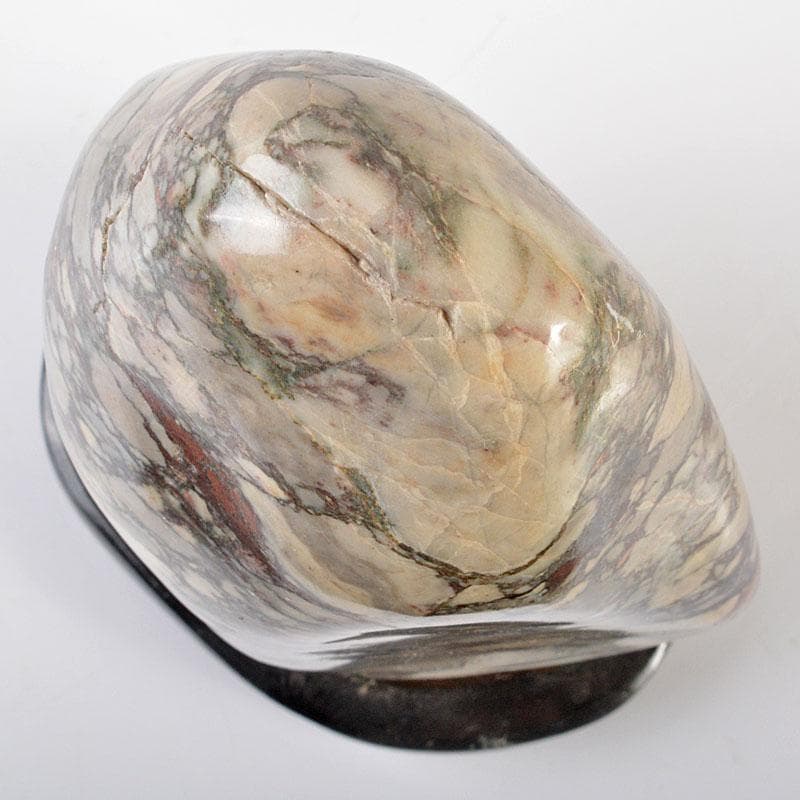 天然石　鑑賞石　置物　重さ約1.5kg　唐木台付　V　R6477