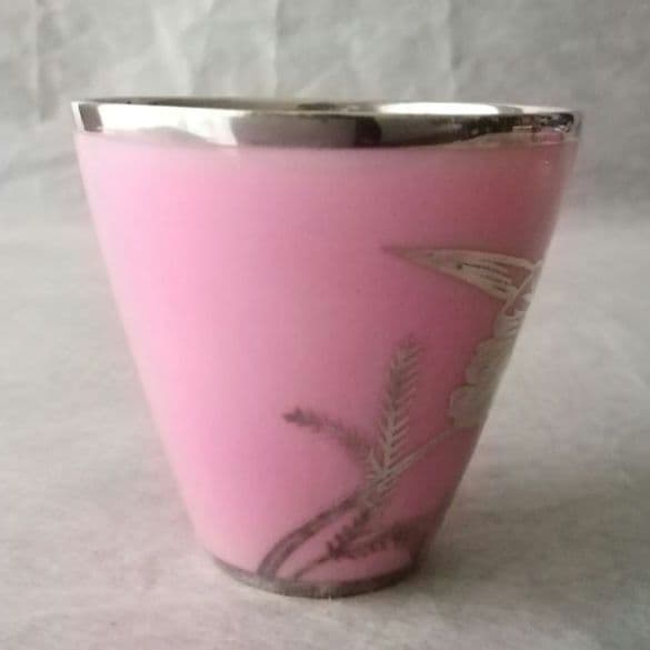 逸品　純銀巻き　蘭花図紋キャビネットカップ　アンティーク　alka製