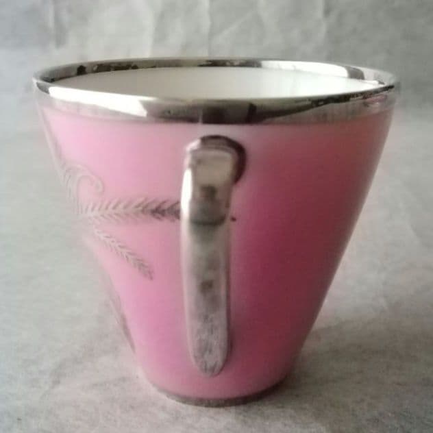 逸品　純銀巻き　蘭花図紋キャビネットカップ　アンティーク　alka製