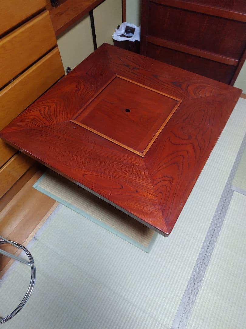 囲炉裏ダイニングテーブル　正方形　銅製火鉢付　灰付　上段のみ