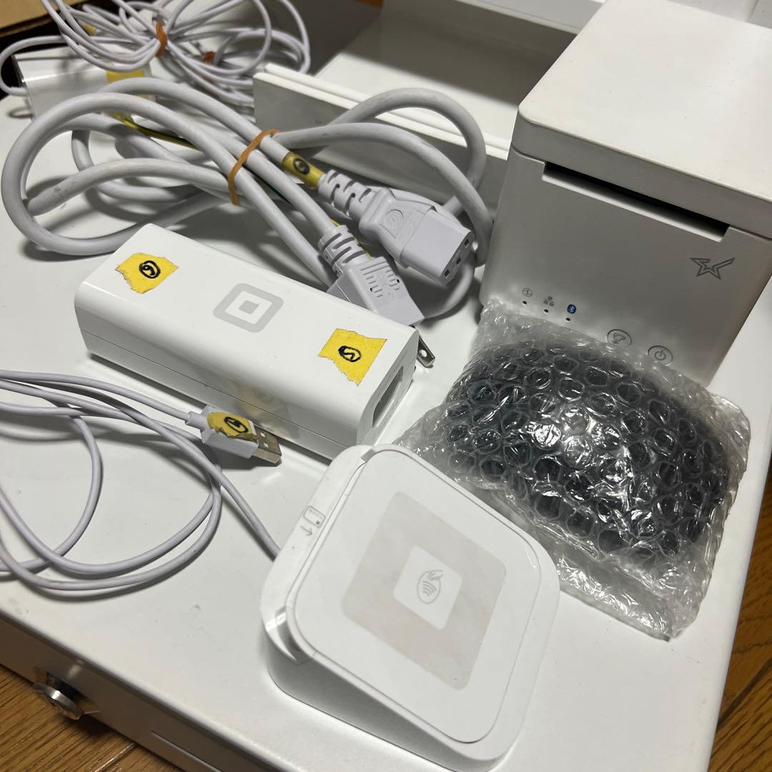 【タイムセール‼️】中古美品 Squareスタンド、クレカ決済用リーダー、ドロワー
