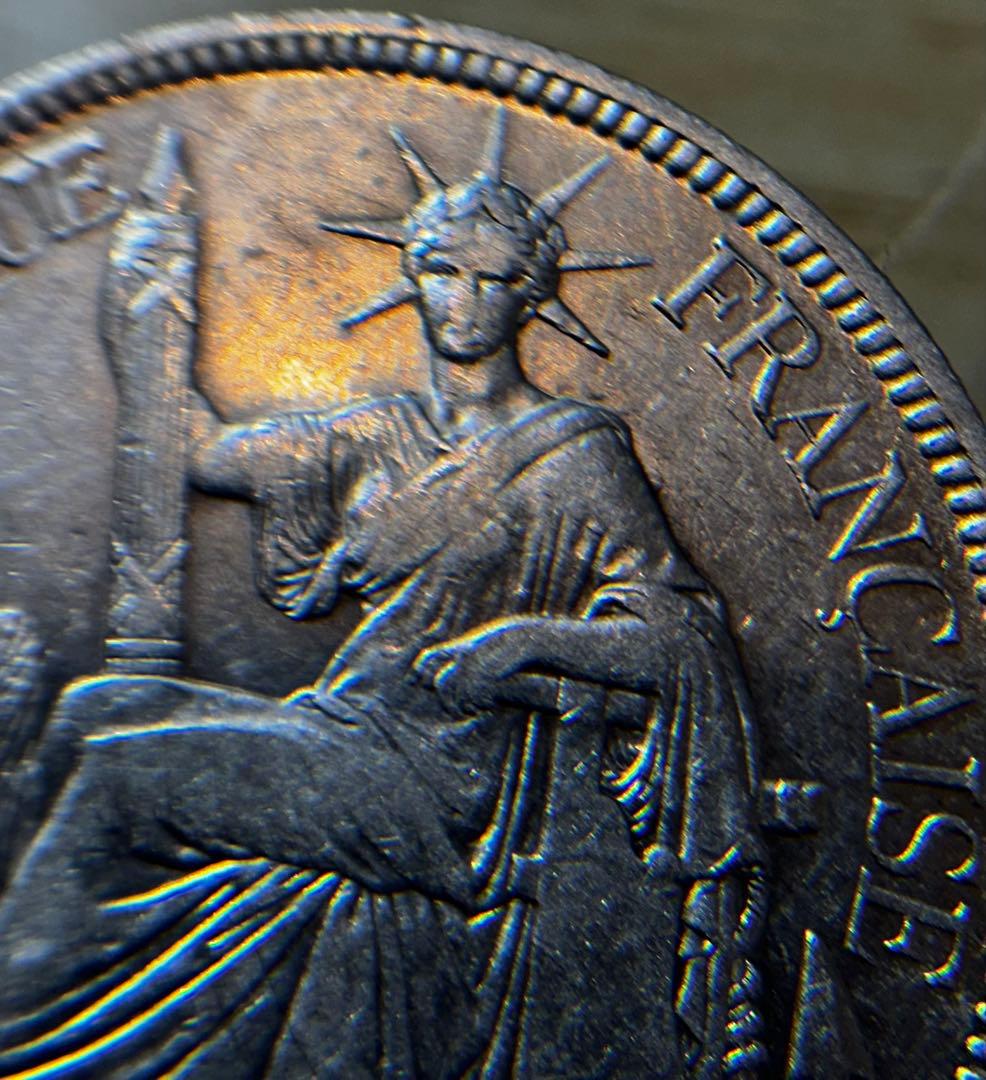 1906年 フランス領インドシナ 銀貨 0.900 美品　女神の顔は見えるB15