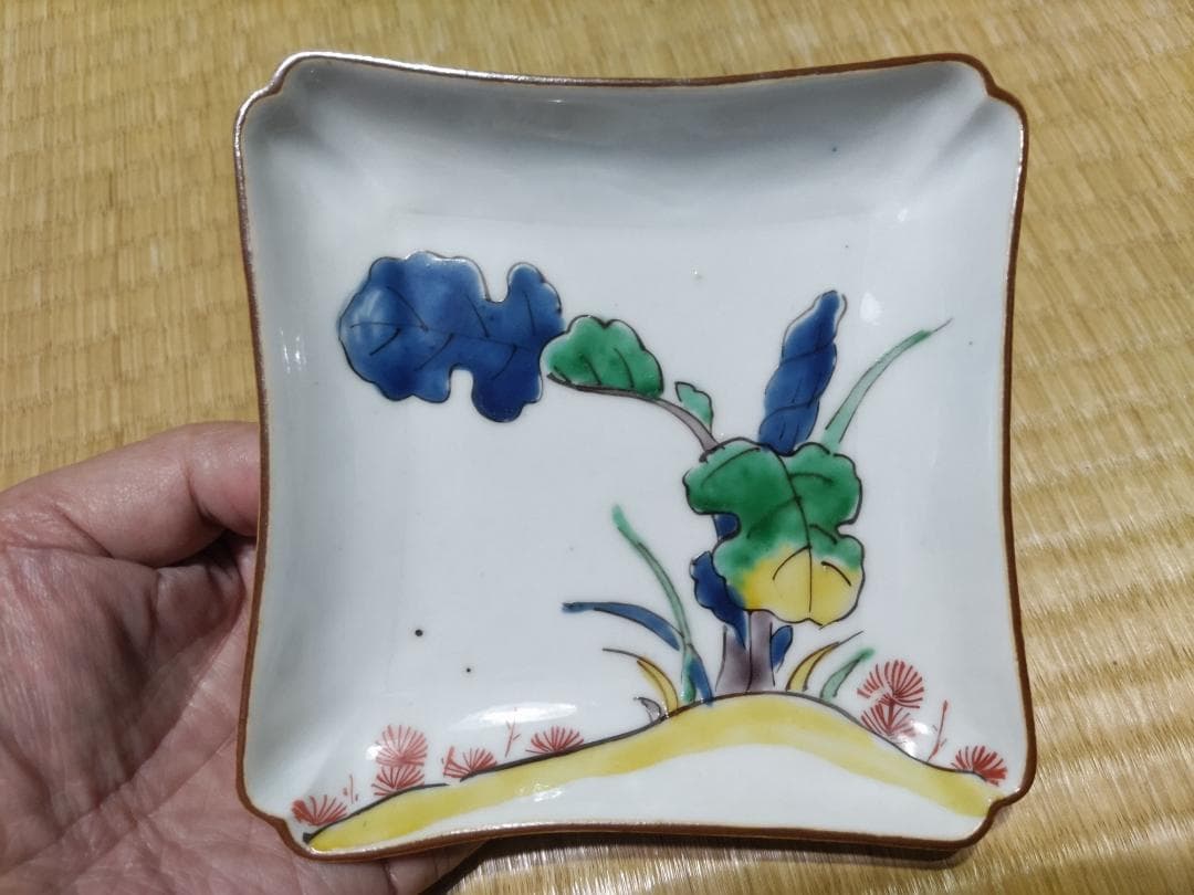 九谷焼　色絵　端皿　無傷・完品