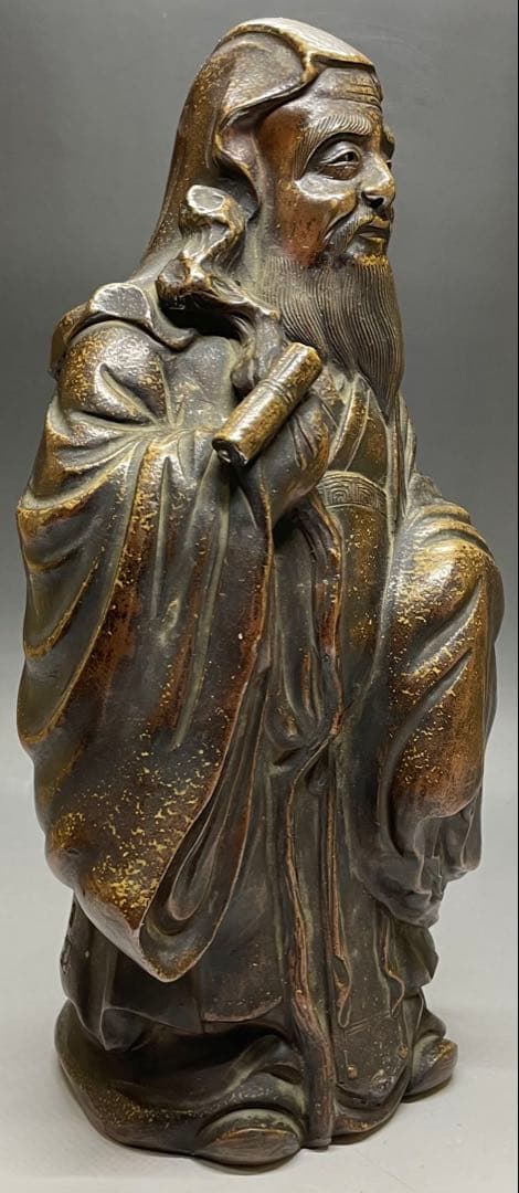 県指定重要無形文化財　森陶岳　寿老人　備前焼　置物　y87