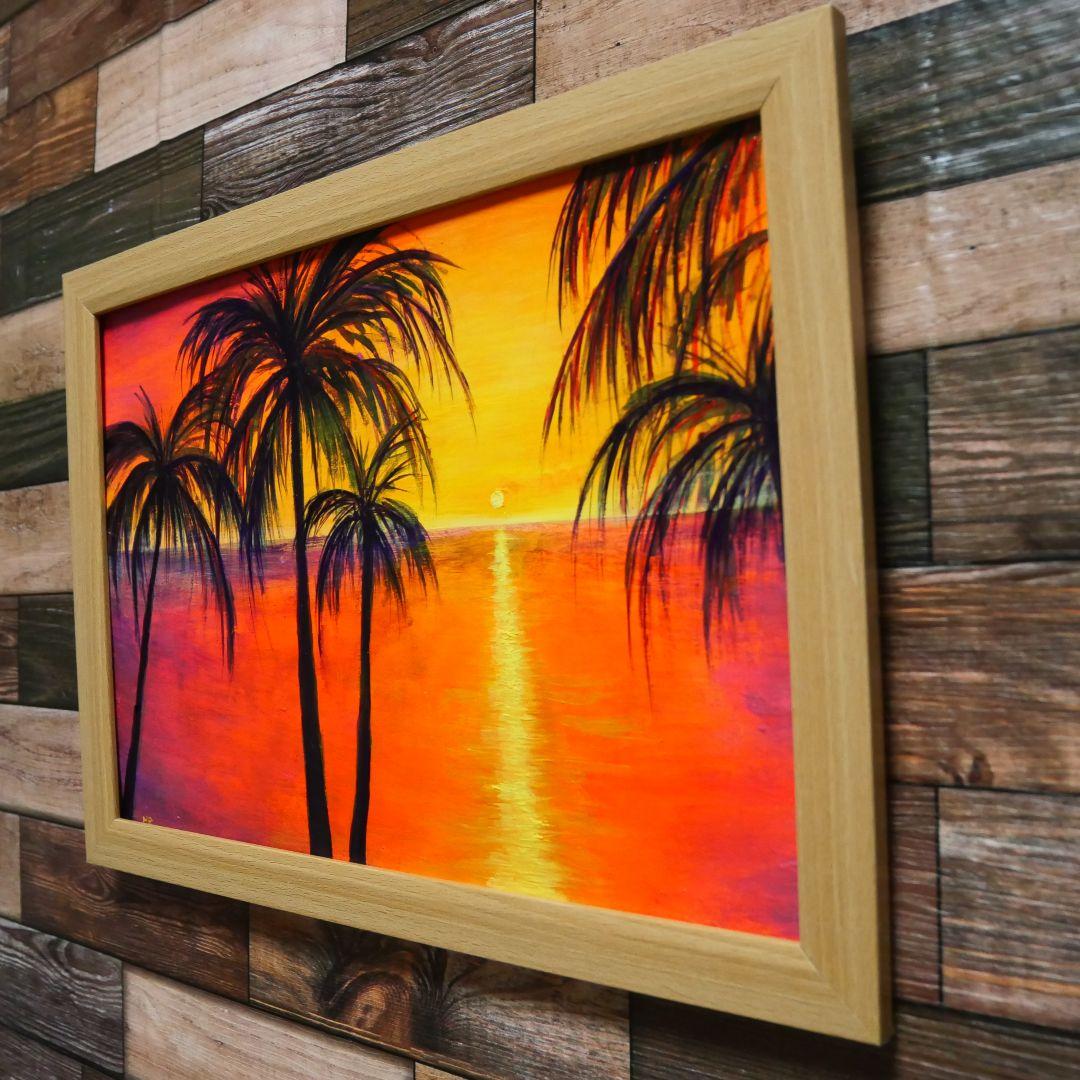 油絵 絵画 【夕暮れのビーチ】