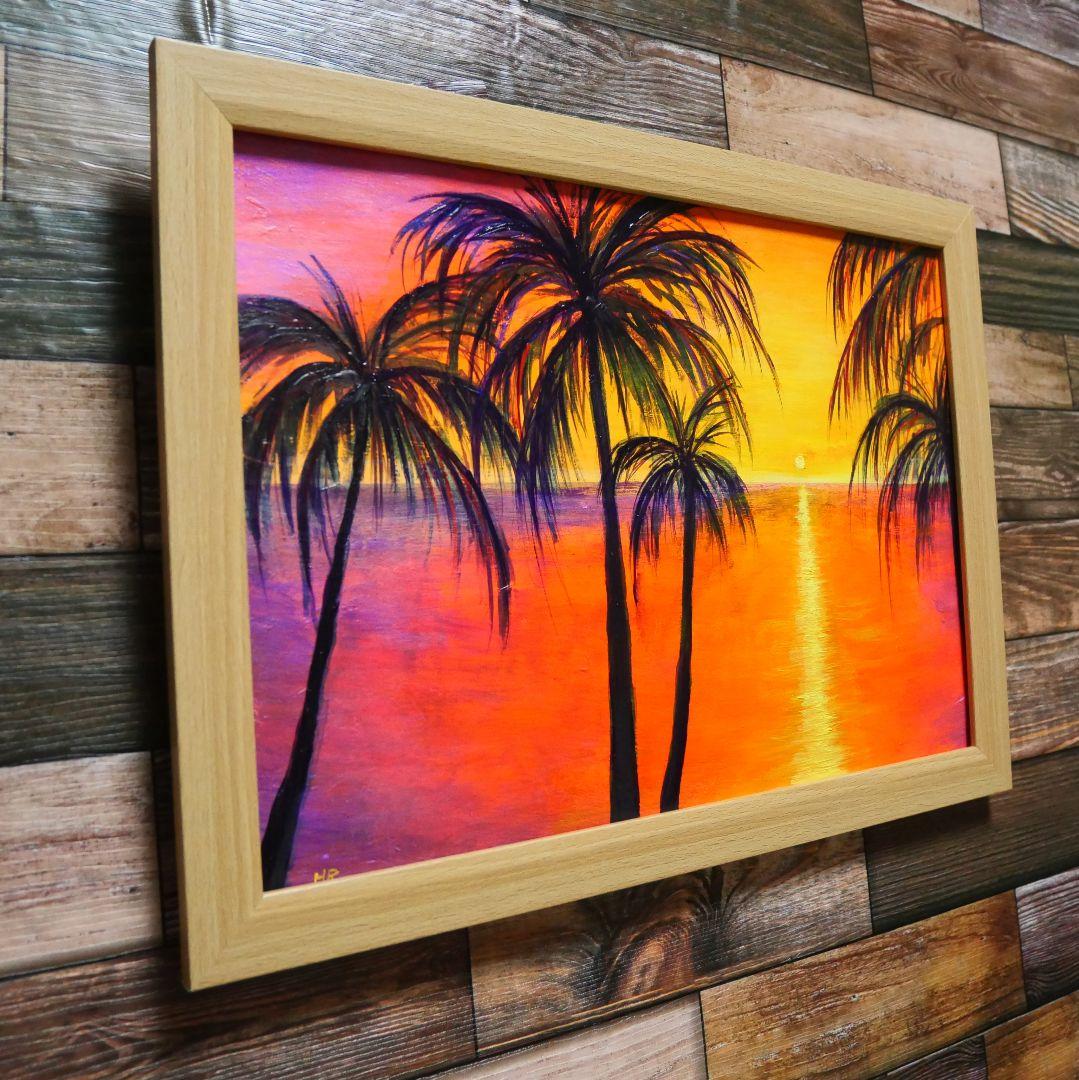 油絵 絵画 【夕暮れのビーチ】