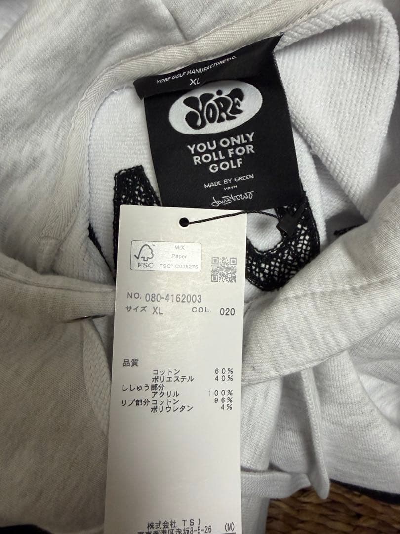 YORF GOLFパーカー　グレーXL 新品