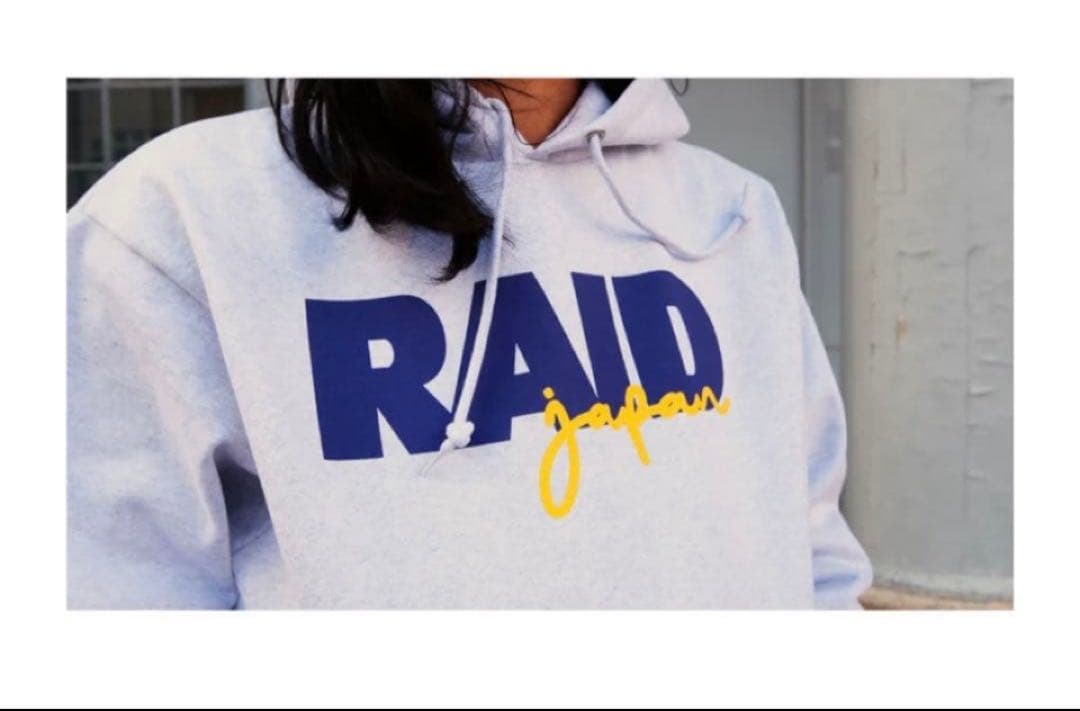 新品RAID JAPAN Lバス釣り　BOX LOGO パーカーASH 金森隆志