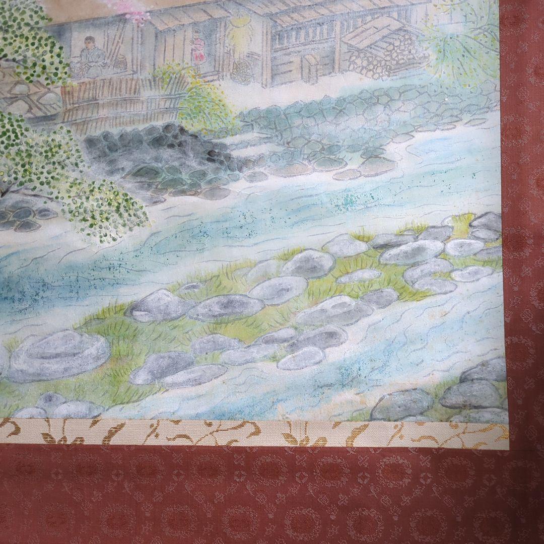 掛け軸 桜 さくら 肉質 掛軸 春 景色 壁掛け 在銘 大型