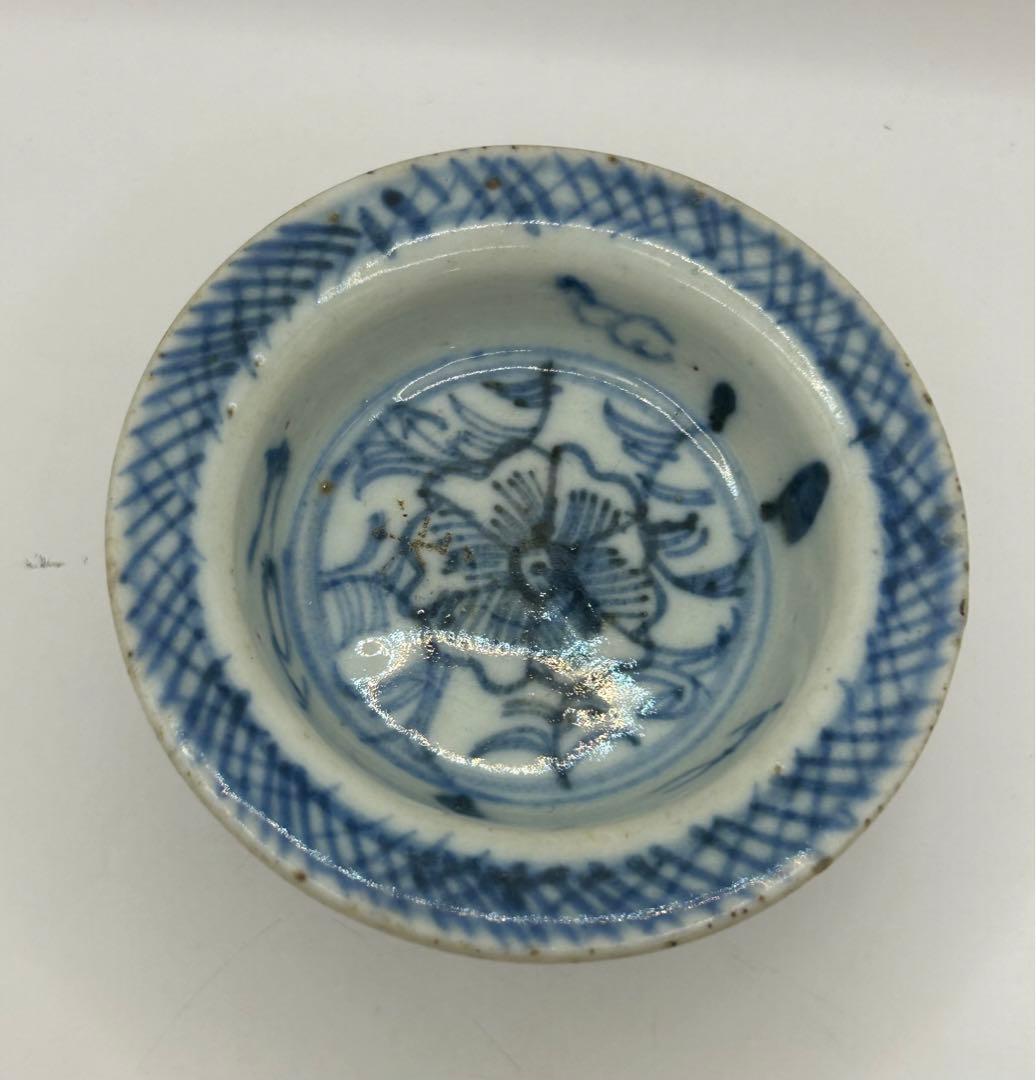 中国　清時代　染付高台皿　アンティーク　送料込み0925