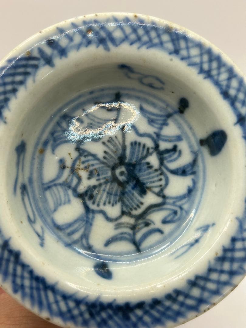 中国　清時代　染付高台皿　アンティーク　送料込み0925