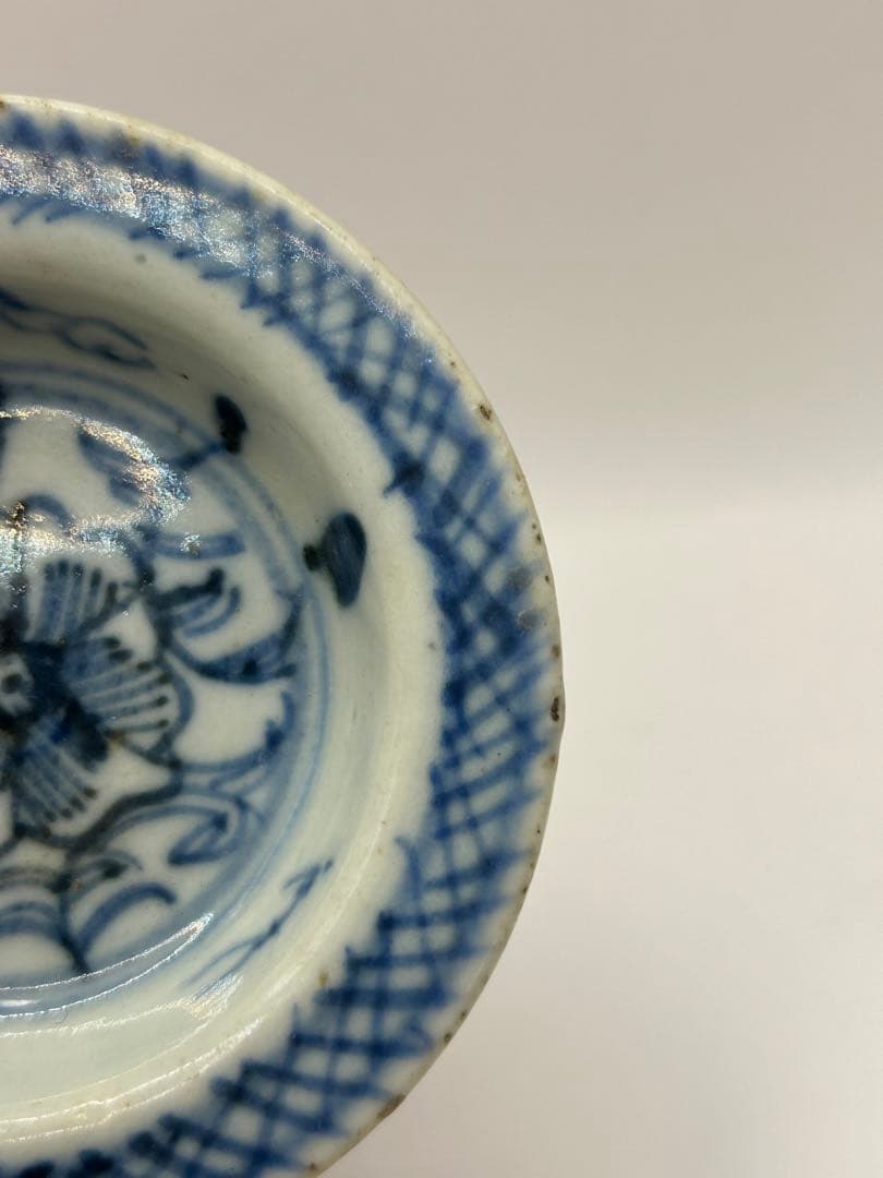 中国　清時代　染付高台皿　アンティーク　送料込み0925