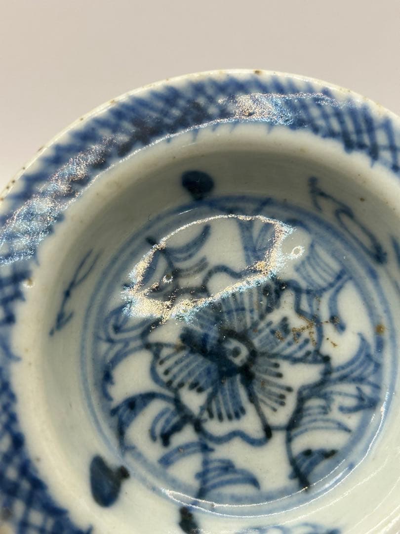 中国　清時代　染付高台皿　アンティーク　送料込み0925