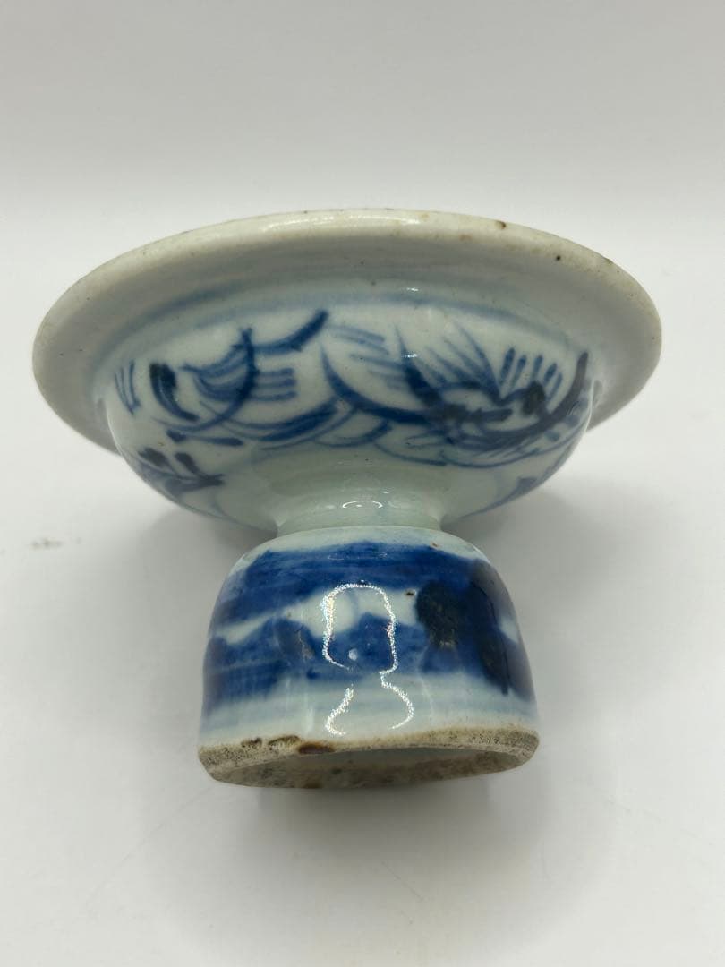 中国　清時代　染付高台皿　アンティーク　送料込み0925