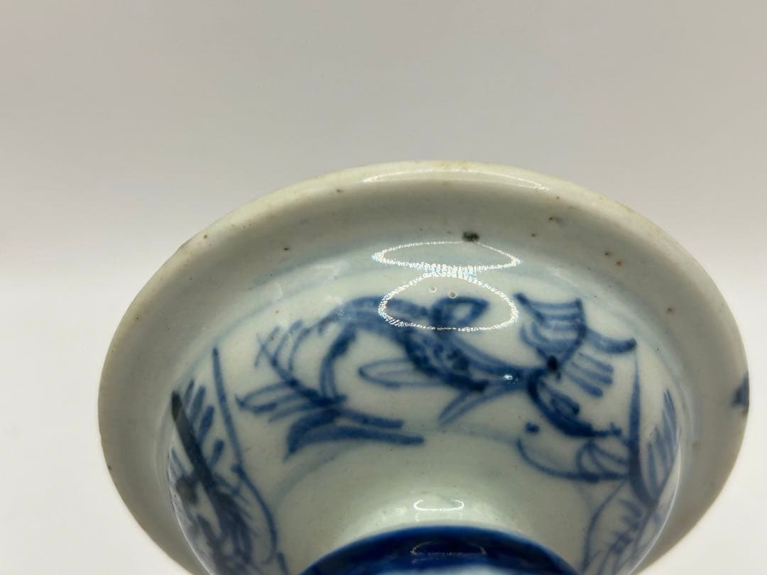 中国　清時代　染付高台皿　アンティーク　送料込み0925