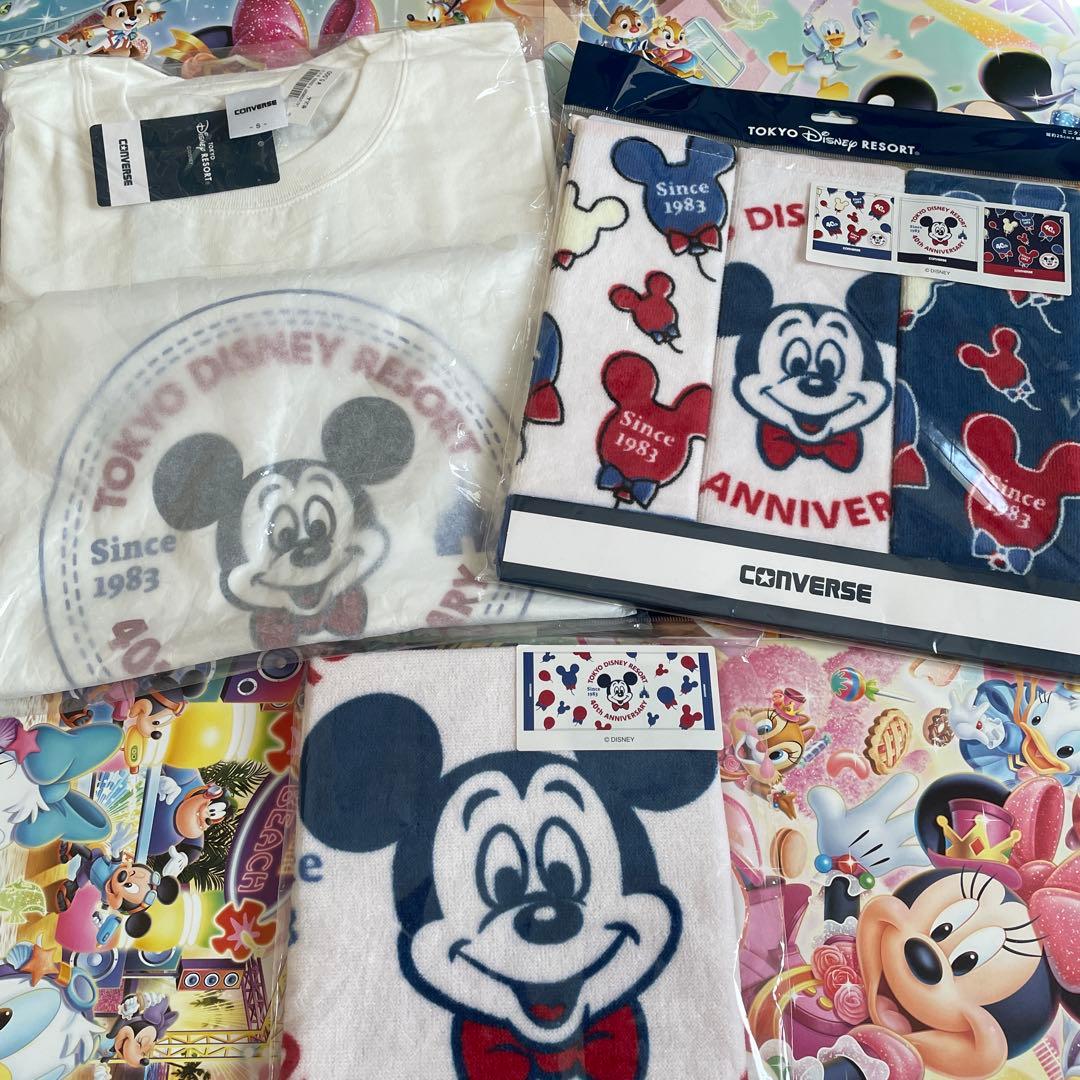 TDR40周年 ×コンバース コラボTシャツ ミニタオル他【新品未開封タグ付き】
