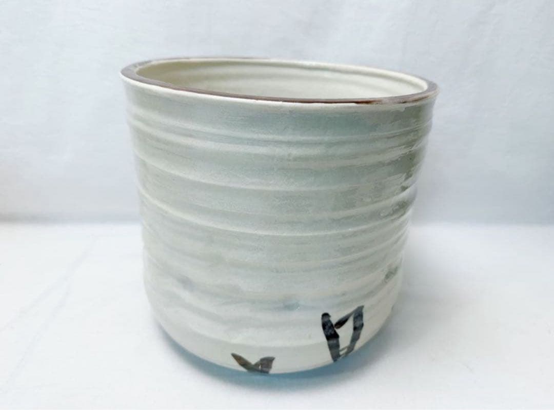 未使用 水屋道具 瀬戸 志野 水屋瓶 六兵衛 陶印 割蓋付き 水差し 箱無