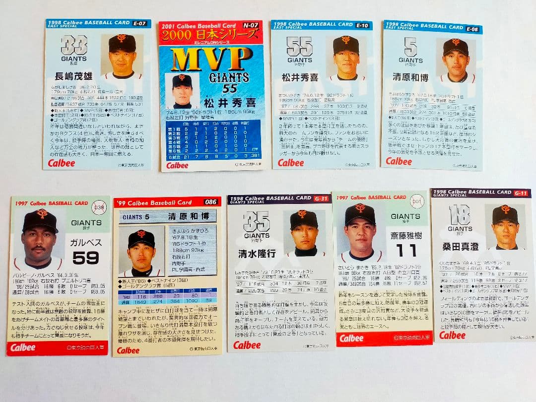 プロ野球カード　巨人/GIANTS　長嶋茂雄　松井　清原　桑田　斎藤　激レア