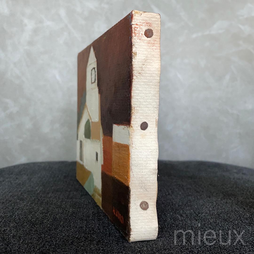 黒柳弘行「灯台」油彩 油絵 サイン入り 中古 美品