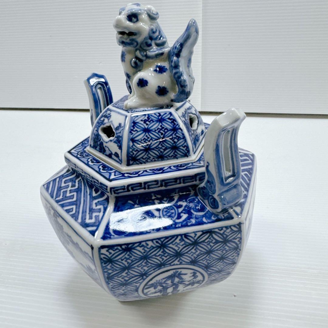 k553 九谷　香炉　三つ足　九谷焼 シーサー