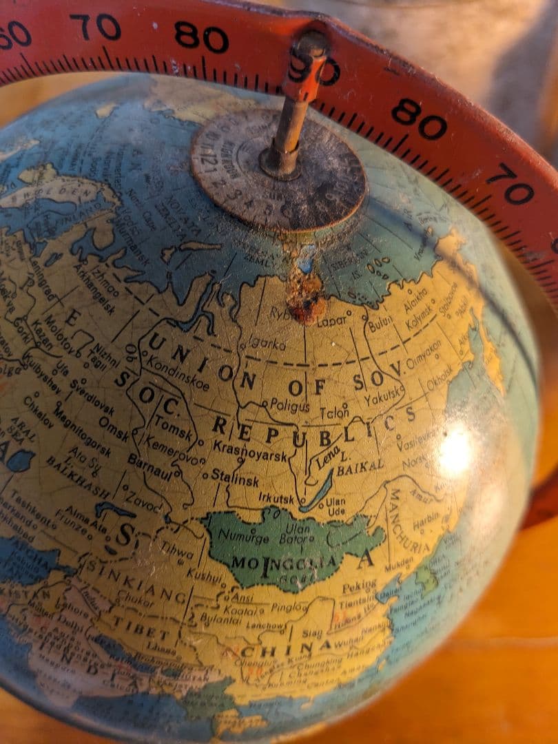 値引OK アメリカアンティーク 地球儀　毎日が世界旅行　デスクぴったりサイズ