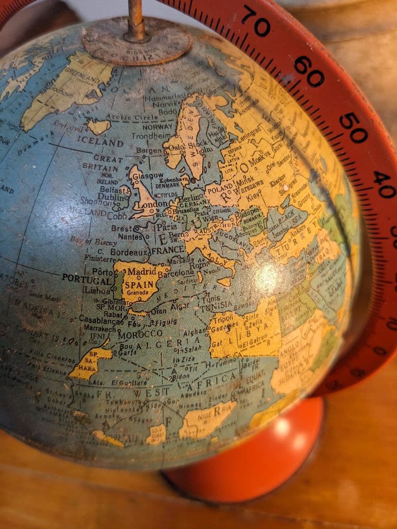 値引OK アメリカアンティーク 地球儀　毎日が世界旅行　デスクぴったりサイズ