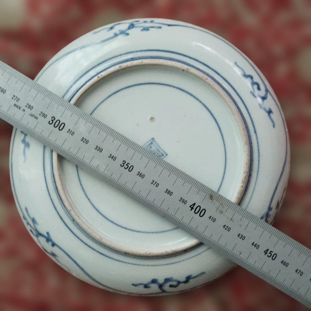 古伊万里 花唐草窓絵　皿　角福 江戸期