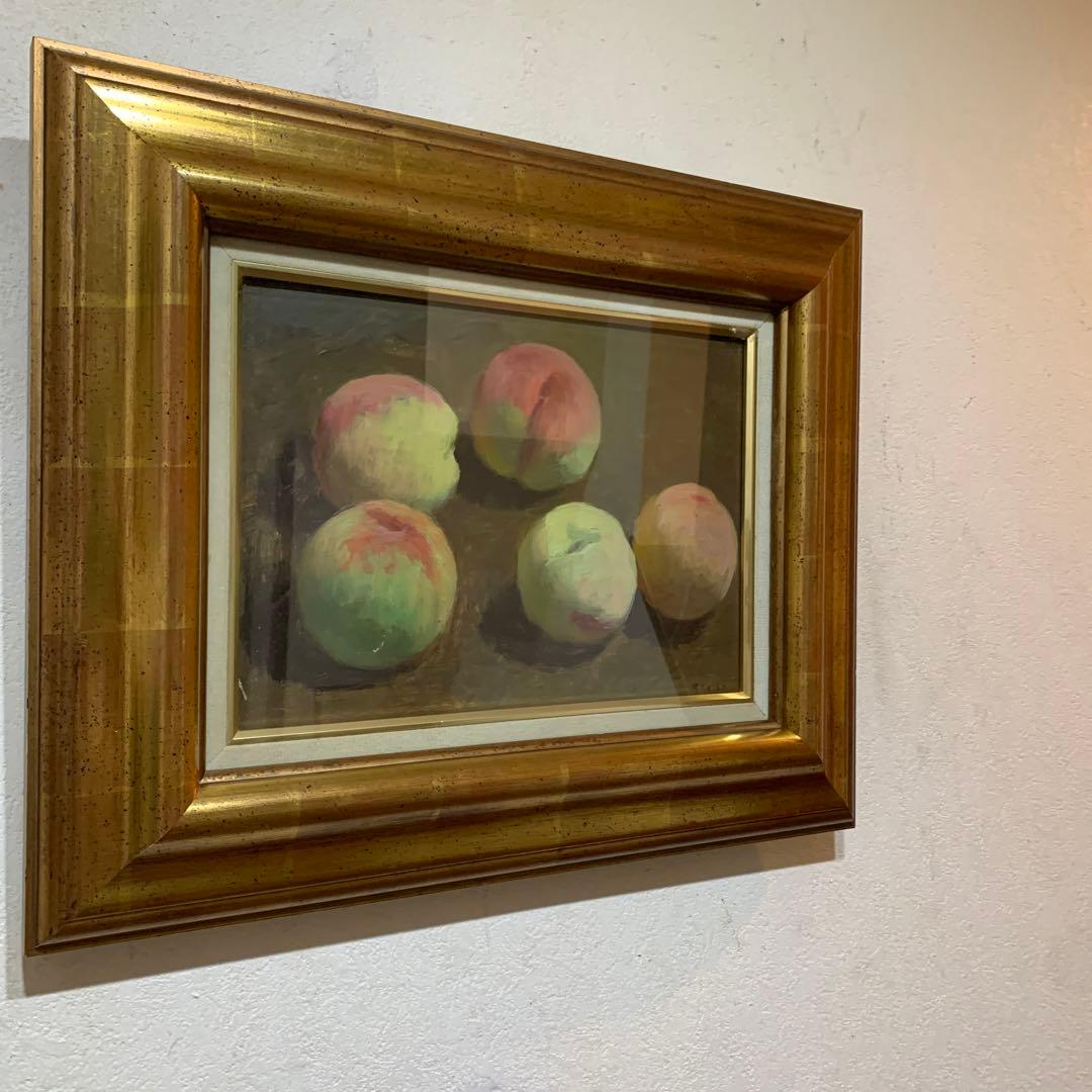 絵画　油彩肉筆画　小磯良平『桃』静物画　さし箱有り