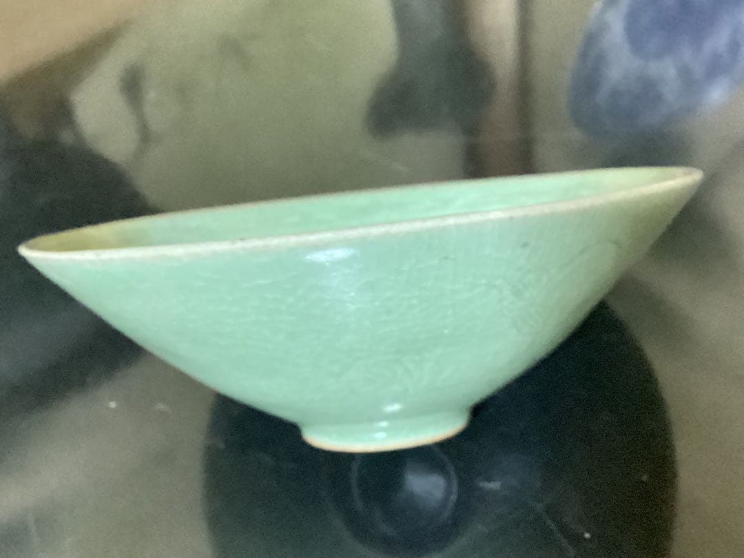 骨董古美術　茶道具　高麗青磁茶碗 幅14.3cm×高さ5cm